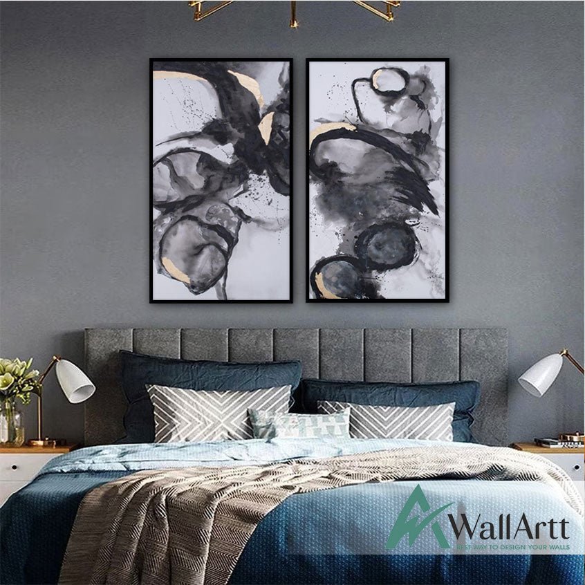 Black Circles I Textured Partial Oil Painting – WallArtt