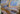 Blue with Gold Abstract Textured Partial Oil Painting - WallArtt