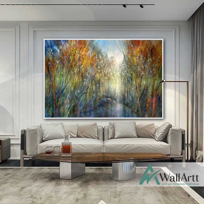 Abstract Textured Path Abstract Forest Path II Textured Partial Oil Painting – WallArtt