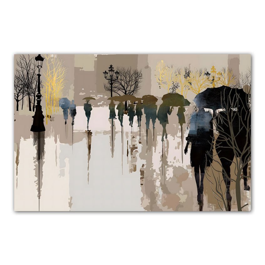 Abstract Art Raining Abstract People Under Rain Textured Partial Oil Painting – WallArtt