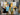 Baby Blue Black Textured Partial Oil Painting - WallArtt