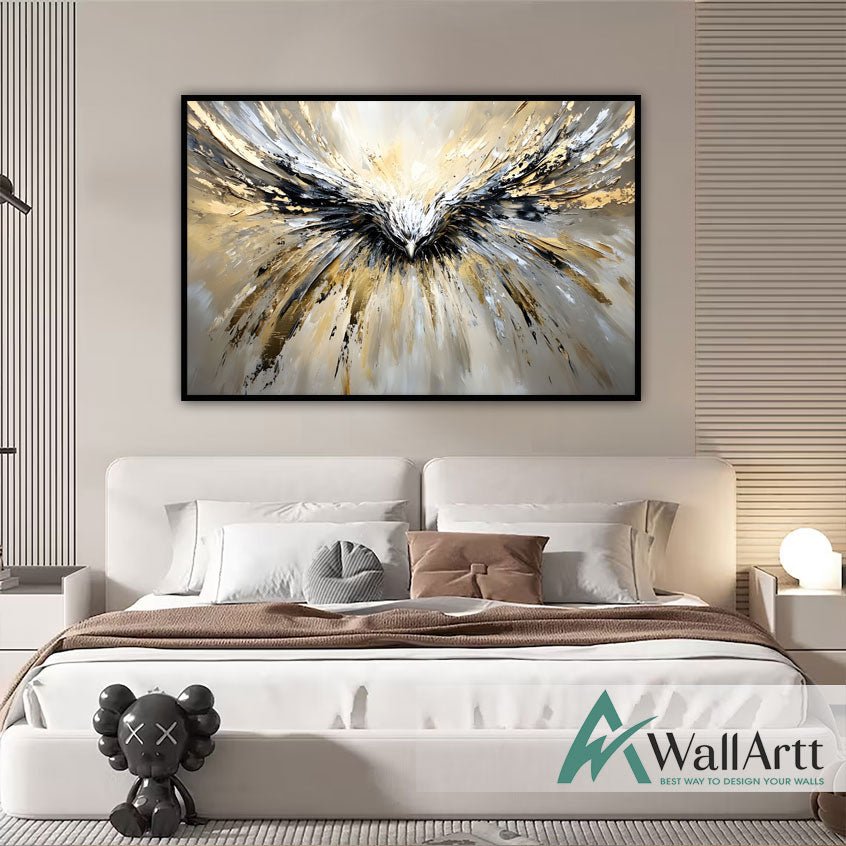 Black Gold Flight 3D Textured Oil Painting | Luxury Canvas Art – WallArtt