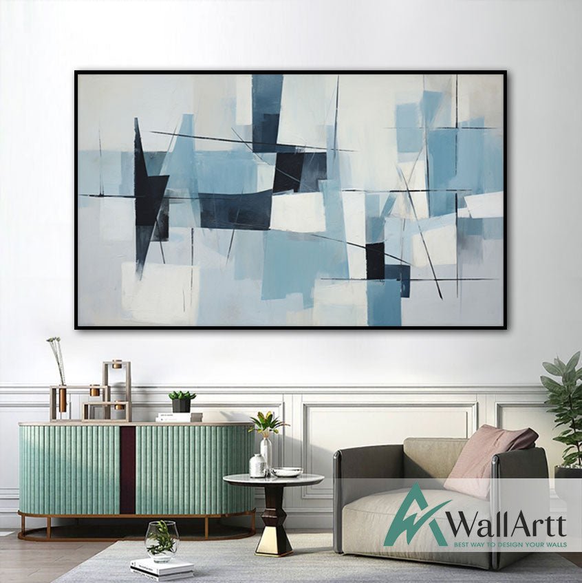 Blue Navy II Abstract Textured Partial Oil Painting -WallArt – WallArtt