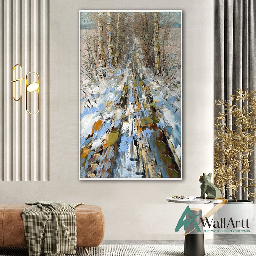 Abstract Textured Path Forest Path II Textured Partial Oil Painting – WallArtt