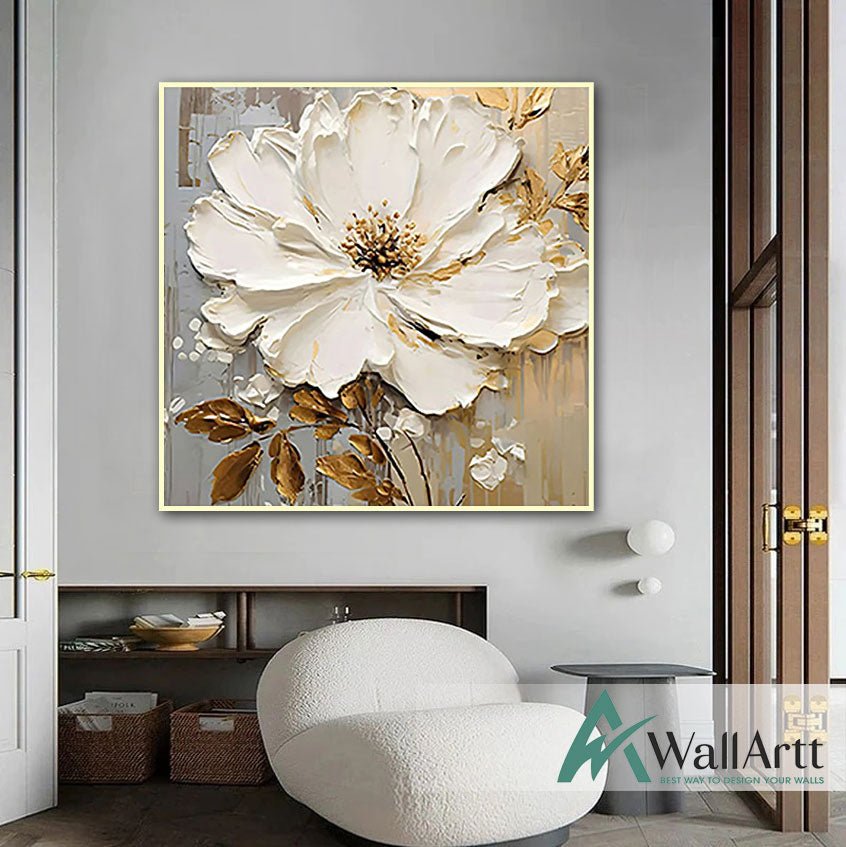 Gold Elegancy III 3D Heavy Textured Partial Oil Painting – WallArtt