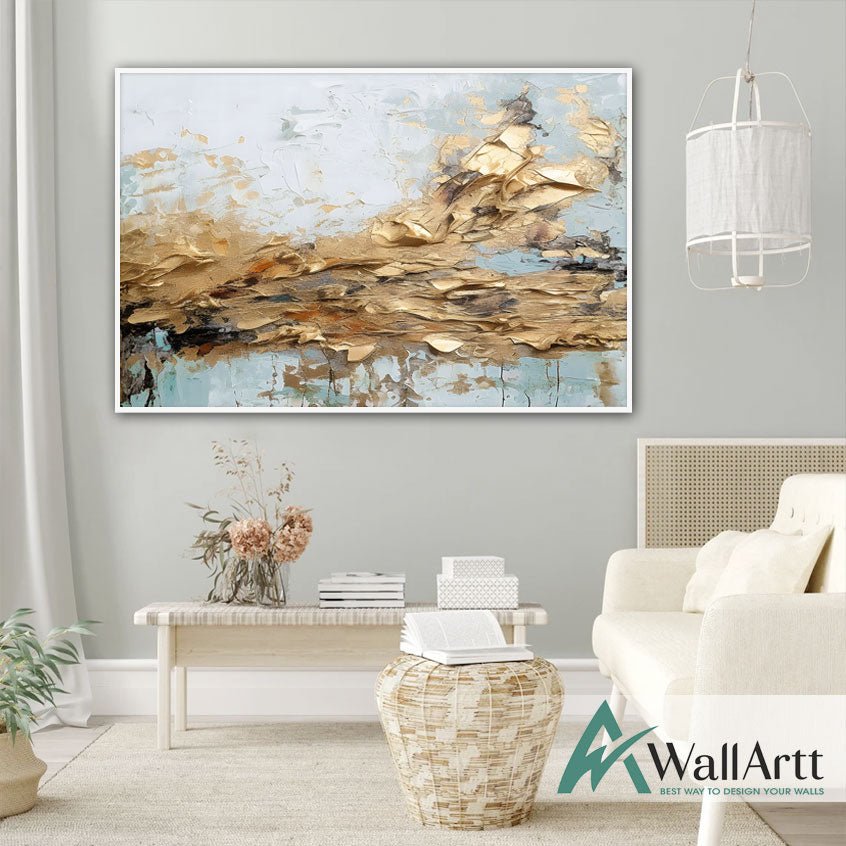 Gold Foil on Black Abstract 3d Heavy Textured Oil Painting – WallArtt
