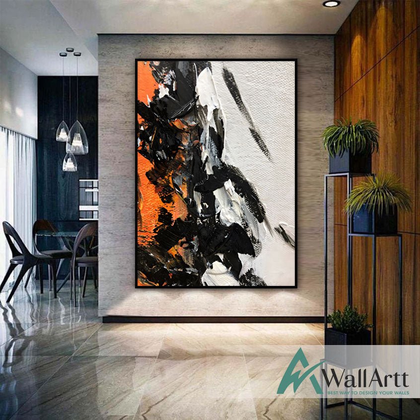 Orange Black II 3d Heavy Textured Partial Oil Painting – WallArtt
