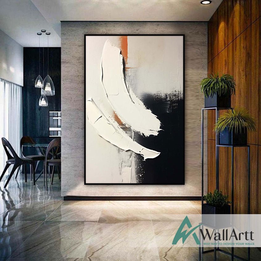 Orange to Black 3d Heavy Textured Partial Oil Painting – WallArtt
