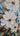 White Blue Flowers with Gold Leaves II 3d Heavy Textured Partial Oil Painting - WallArtt