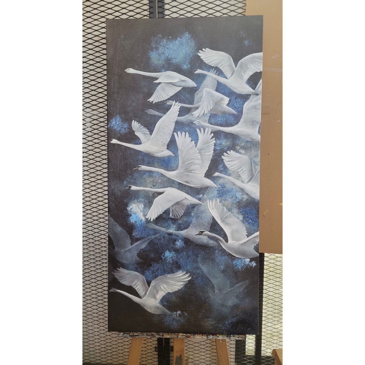Birds in the Sky Textured Partial Oil Painting