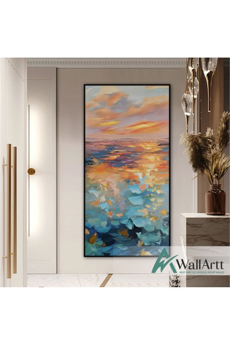 Abstract Sunset Textured Partial Oil Painting