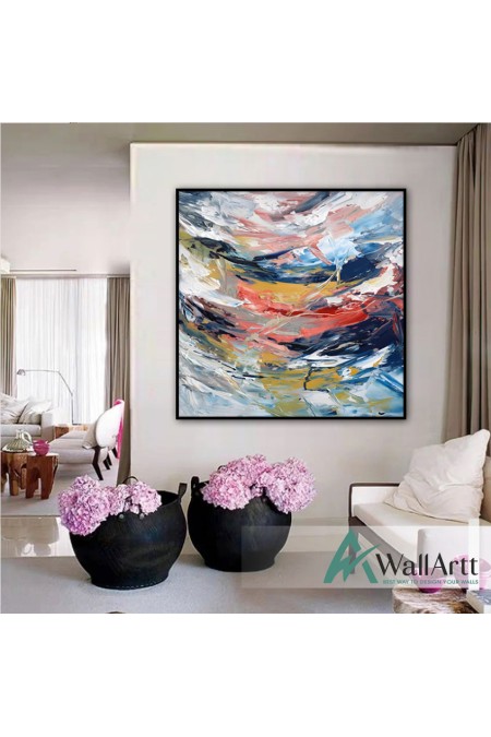 Abstract Color Waves Textured Partial Oil Painting