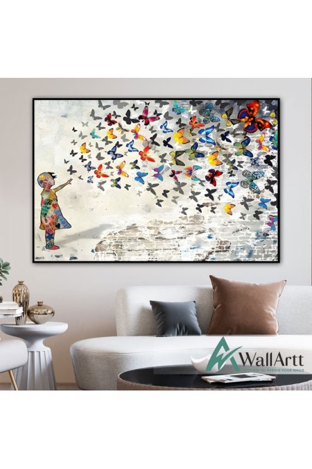 Abstract Butterflies II  Textured Partial Oil Painting