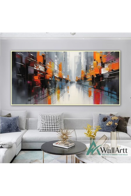 Orange City Perspective Textured Partial Oil Painting