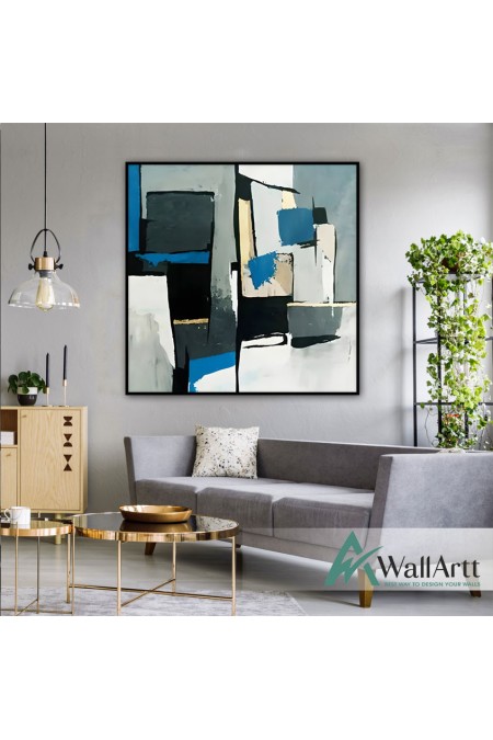 Blue Grey Abstract II Textured Partial Oil Painting