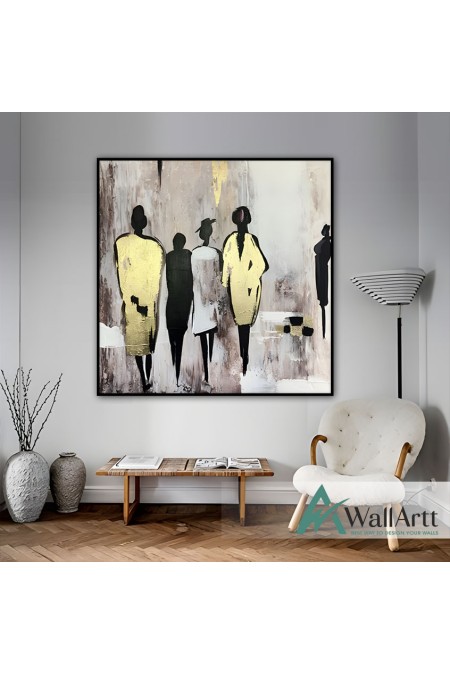 Abstract Gold Women Textured Partial Oil Painting