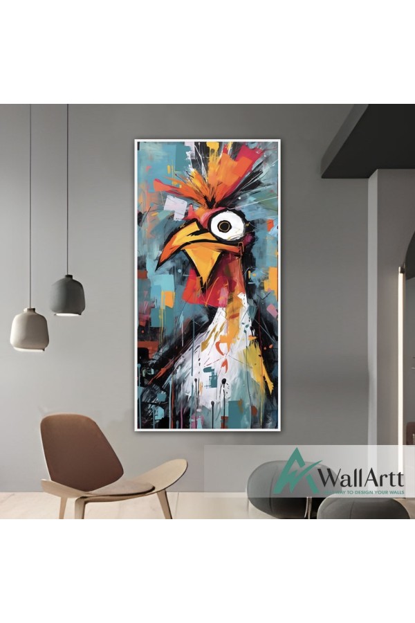 Abstract Bald Ibis Textured Partial Oil Painting - Wall Art