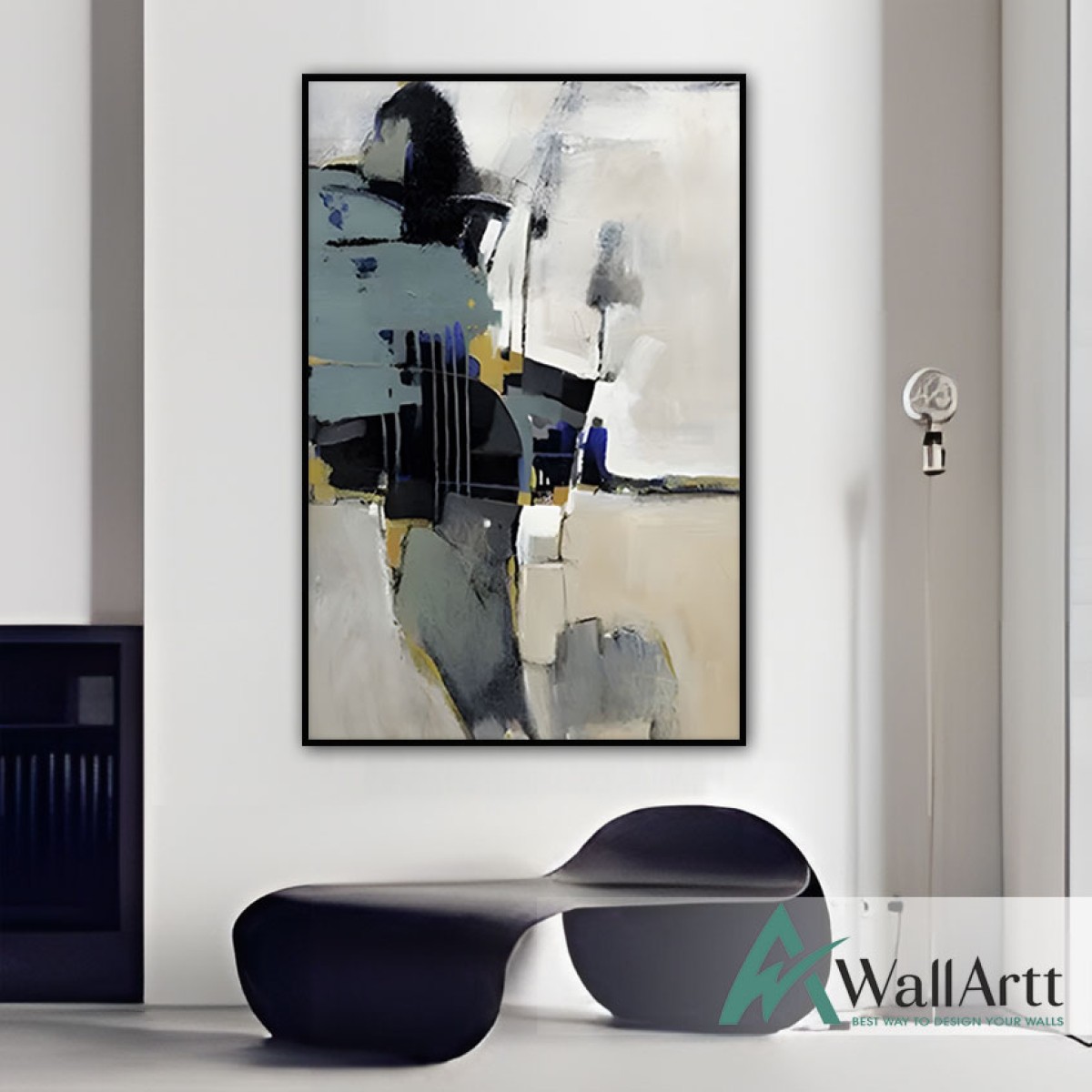 Abstract White & Grey I Textured Partial Oil Painting - Wall Art