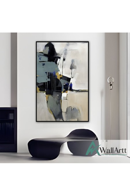 Abstract White & Grey I Textured Partial Oil Painting - Wall Art