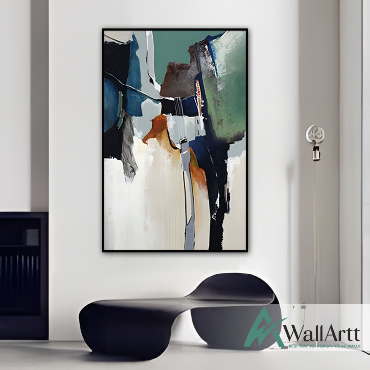 Abstract White & Grey II Textured Partial Oil Painting - Wall Art