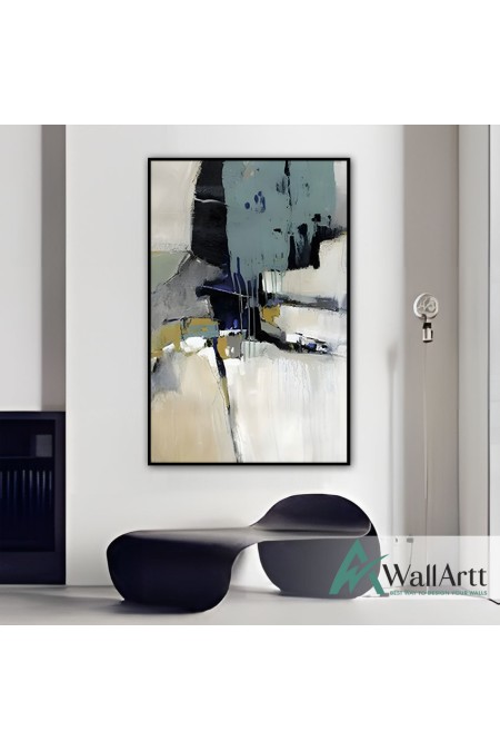 Abstract White & Grey III Textured Partial Oil Painting - Wall Art