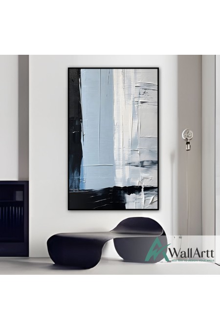 Baby Blue Black II Textured Partial Oil Painting