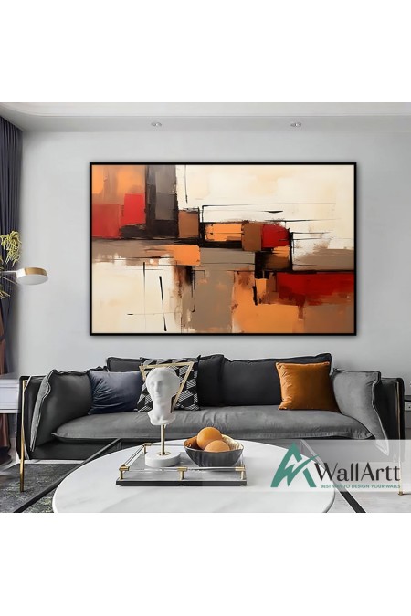 Orange Brown Abstract II Textured Partial Oil Painting - Wall Art