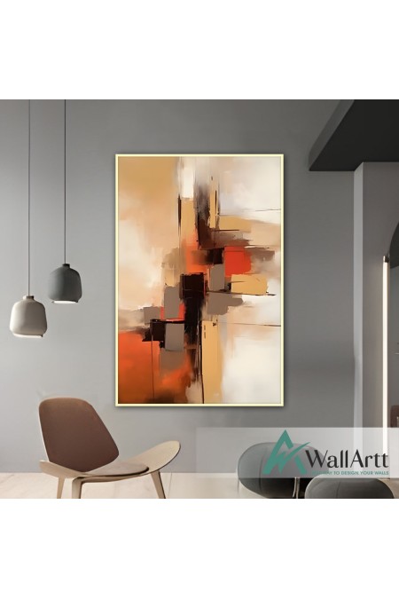 Orange Brown Abstract IV Textured Partial Oil Painting - Wall Art