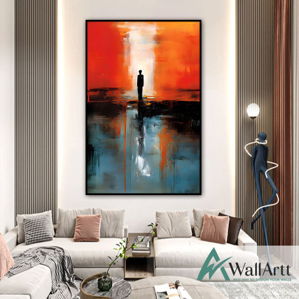 Alone Textured Partial Oil Painting - Wall Art