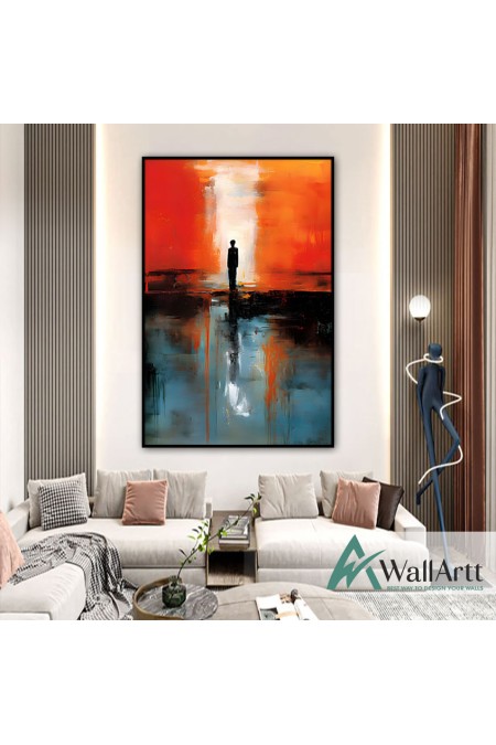 Alone Textured Partial Oil Painting - Wall Art