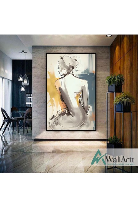 Woman's Back Textured Partial Oil Painting - Wall Art