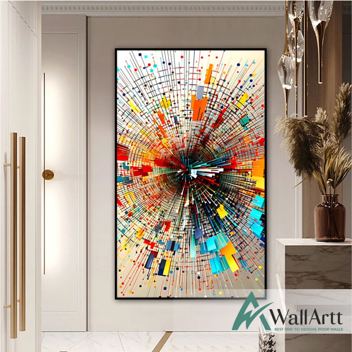 Abstract Colorful Hole Textured Partial Oil Painting