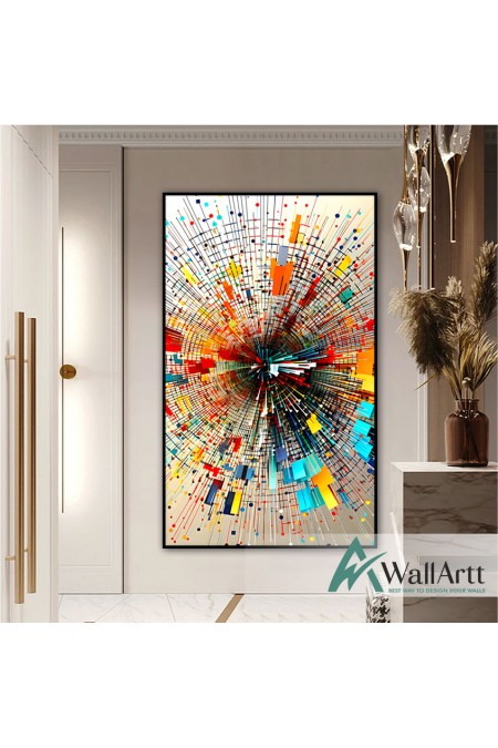 Abstract Colorful Hole Textured Partial Oil Painting