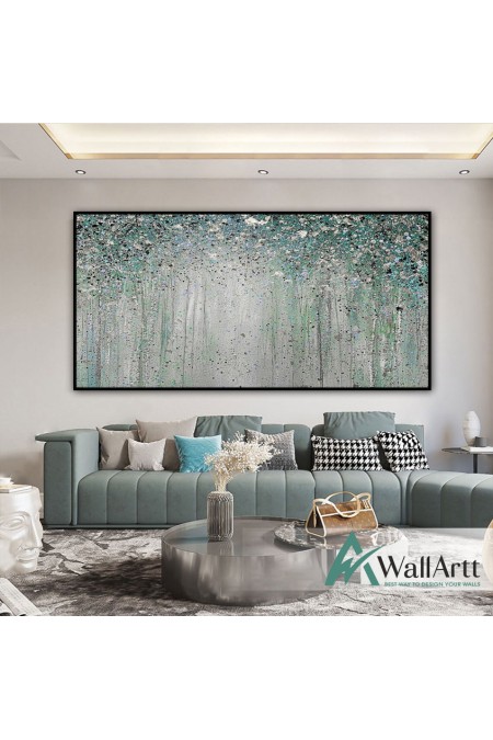 Abstract Silver Forest Textured Partial Oil Painting