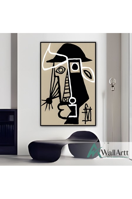 Abstract Man with a Hat Textured Partial Oil Painting