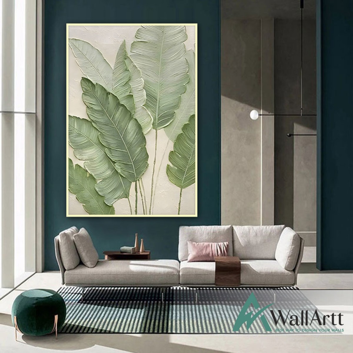 Banana Leaves Textured Partial Oil Painting - Wall Art