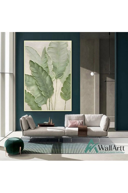 Banana Leaves Textured Partial Oil Painting - Wall Art