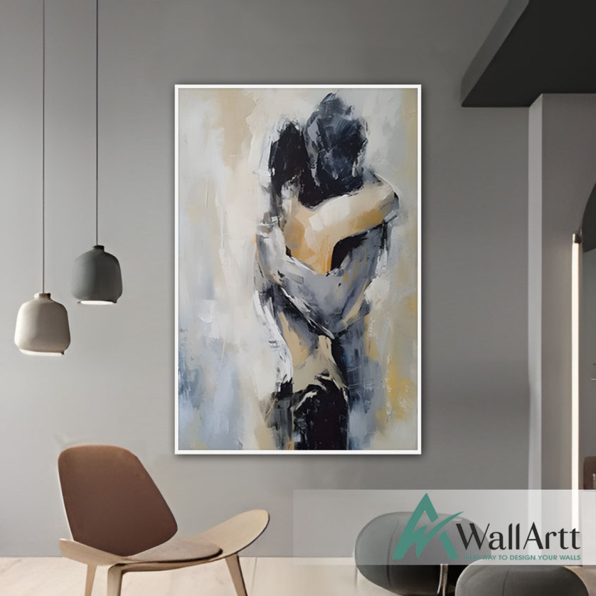 Abstract Love II  Textured Partial Oil Painting - Wall Art