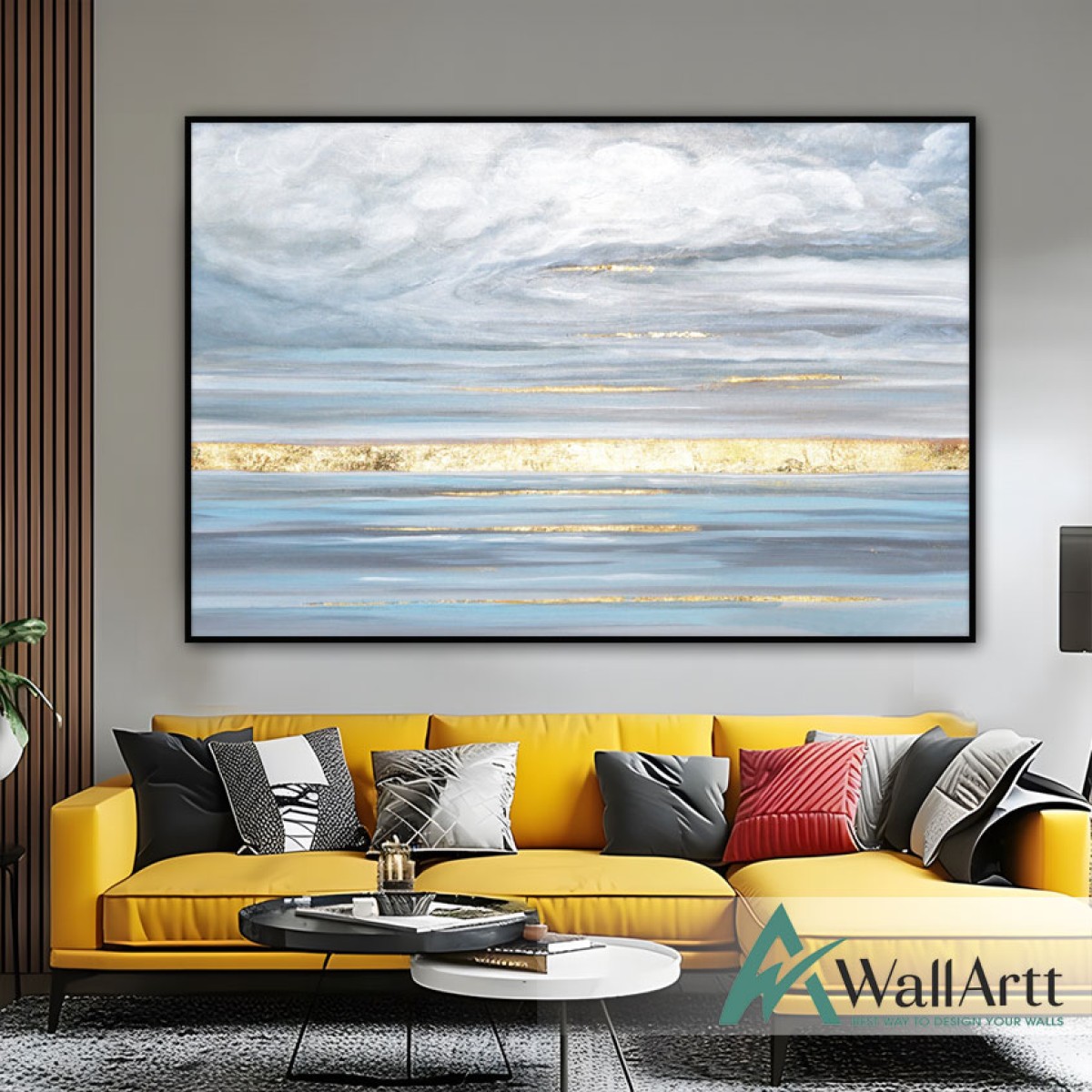 Abstract Gold Skyline Textured Partial Oil Painting