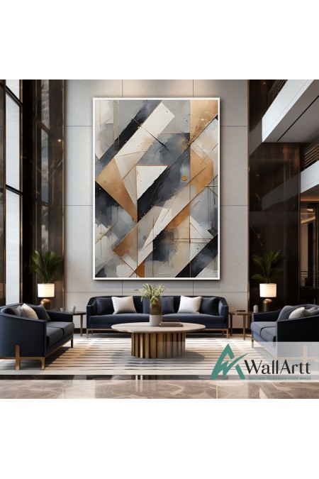 Abstract Shapes 3d Heavy Textured Partial Oil Painting - Wall Art