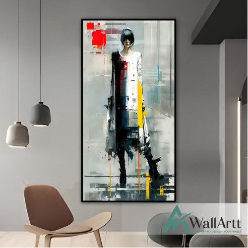 Abstract Stance Textured Partial Oil Painting - Wall Art