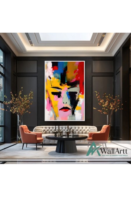 Abstract Crying Woman II Textured Partial Oil Painting - Wall Art 