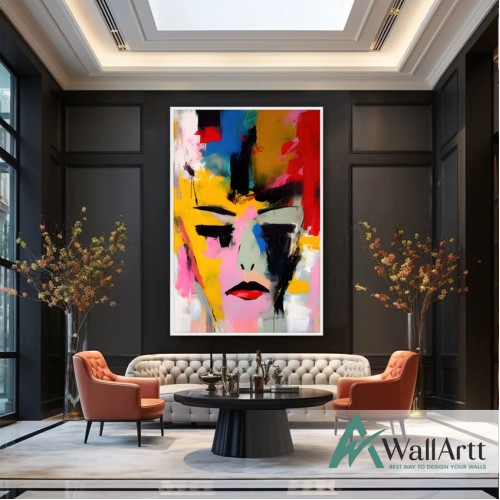 Abstract Crying Woman II Textured Partial Oil Painting - Wall Art 