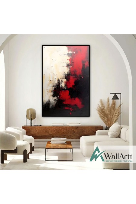 Black n Red II Textured Partial Oil Painting - Wall Art