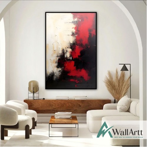 Black n Red II Textured Partial Oil Painting - Wall Art