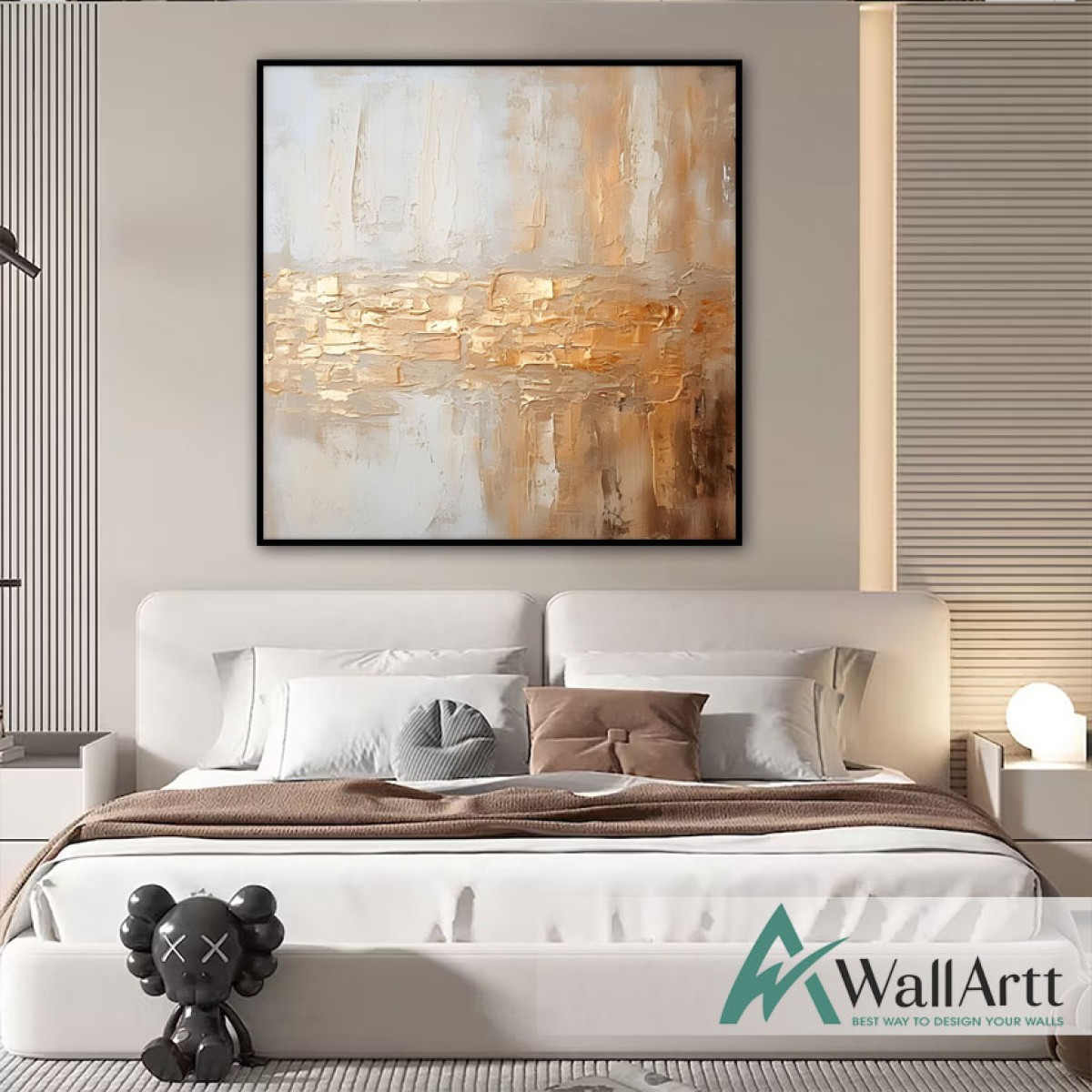 Brown with Gold Foil 3D Heavy Textured Partial Oil Painting - Wall Art