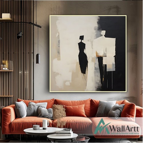 Abstract People Textured Partial Oil Painting - Wall Art