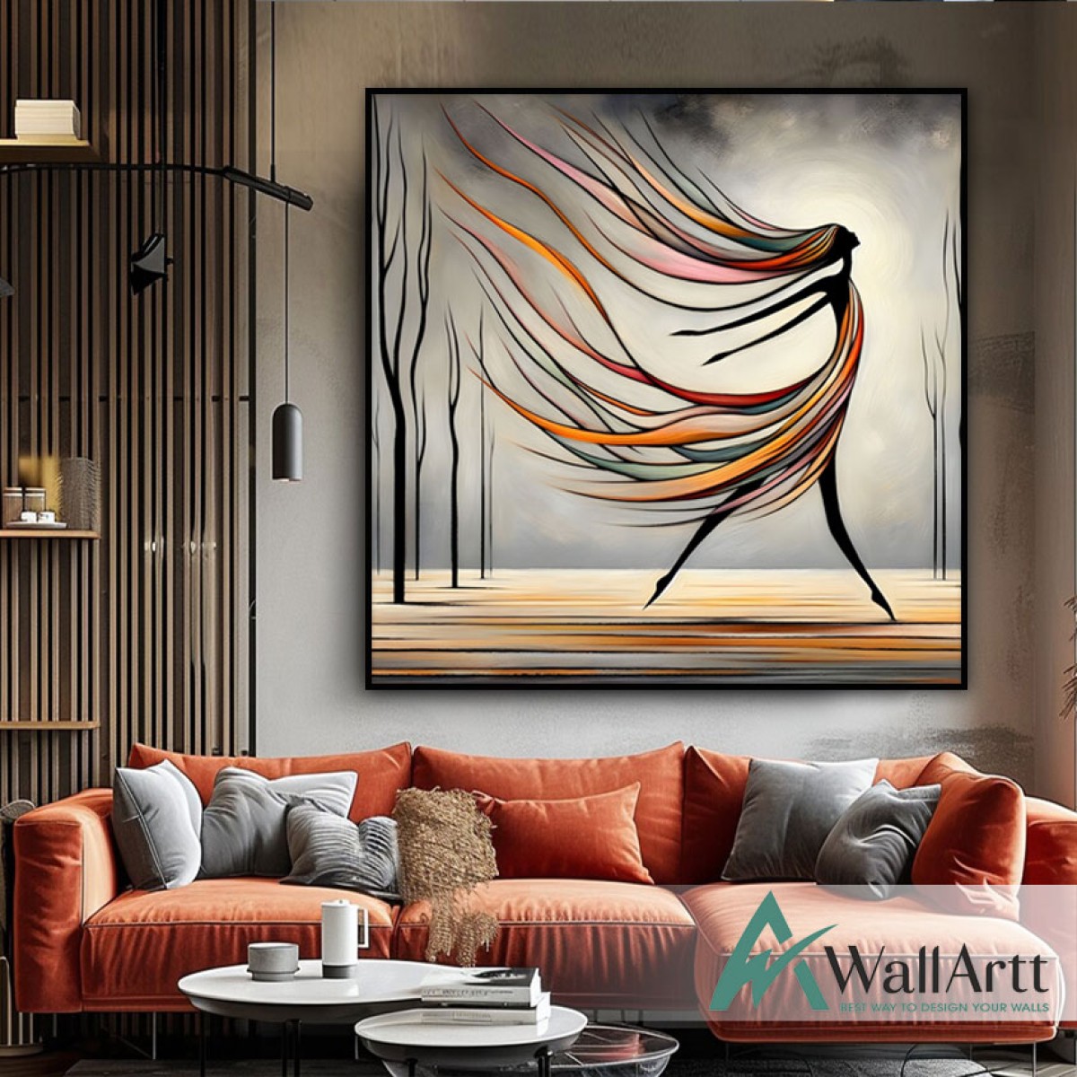 Abstract Dancing Woman Textured Partial Oil Painting - Wall Art