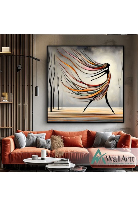 Abstract Dancing Woman Textured Partial Oil Painting - Wall Art