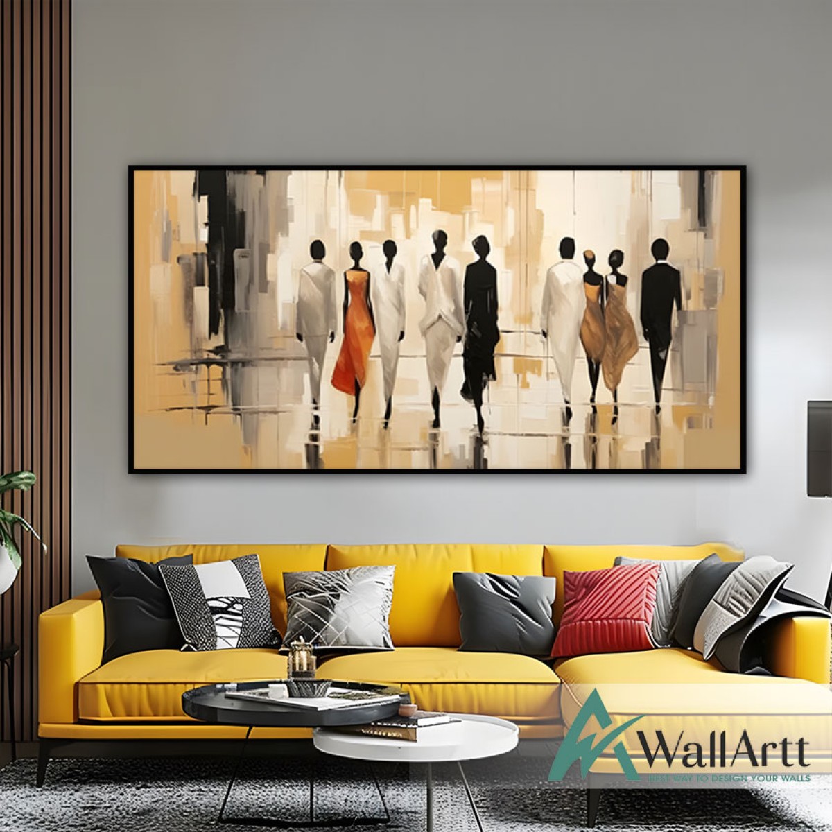 Dressed Women Textured Partial Oil Painting - Wall Art